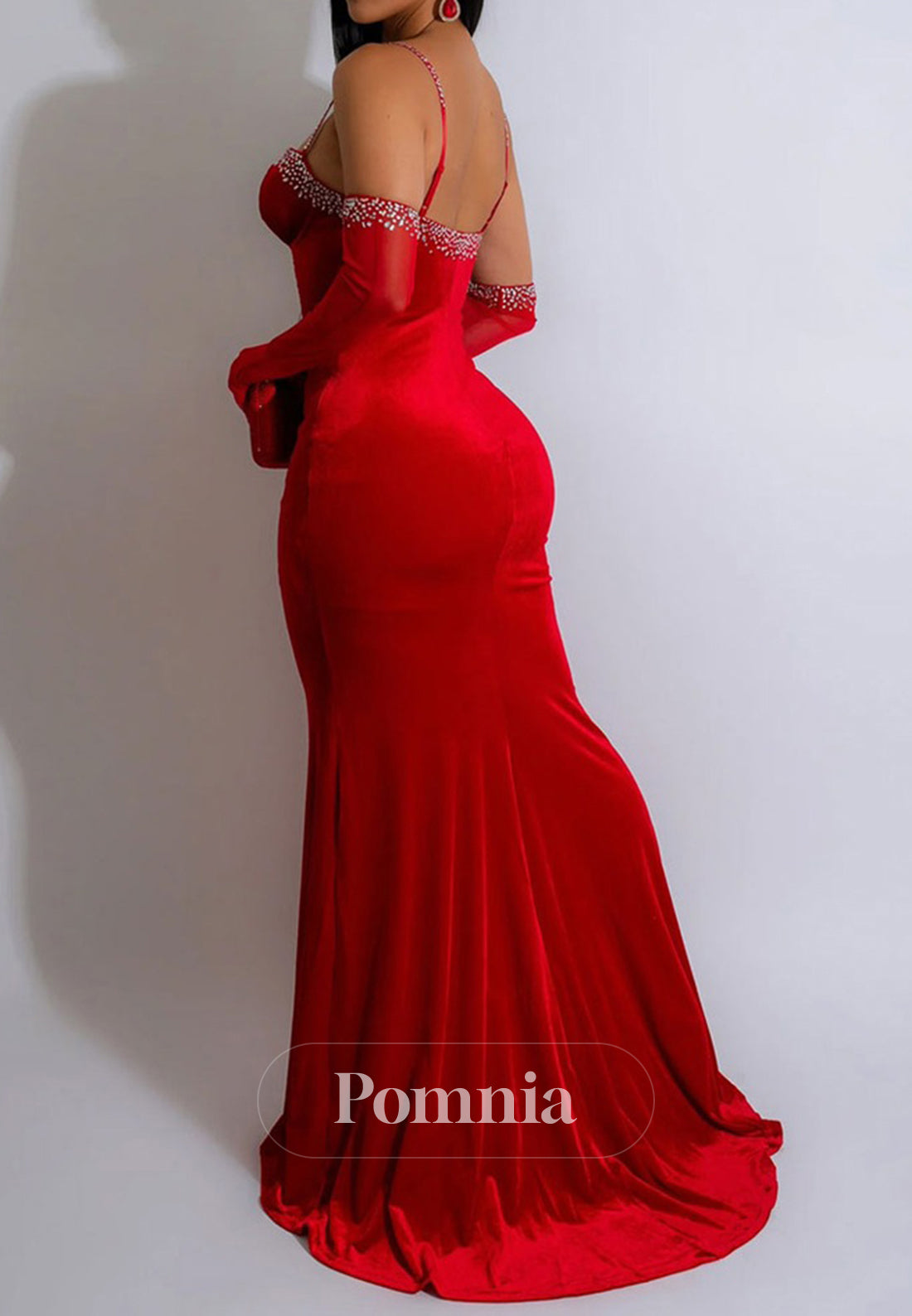 Red Spaghetti Straps Sweetheart Corset Ruched Prom Dress