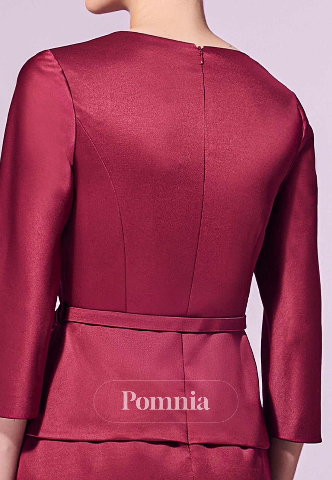 Mulberry Long Sleeves Square Knee-Length Mother of the Bride Dress