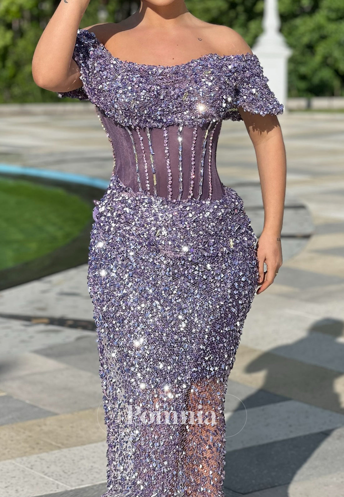 Sheath Off-Shoulder Off-Shoulder Corset Tulle Evening Dress