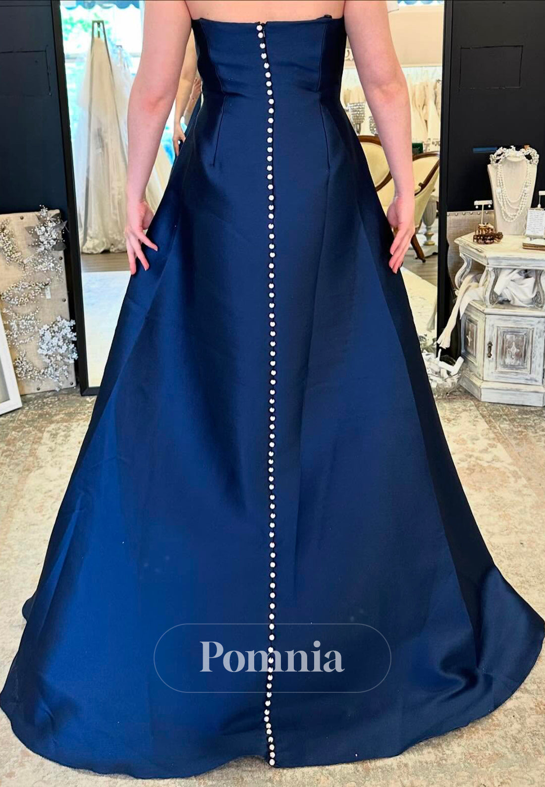 Simple A-Line Sleeveless Strapless Empire-Waist Mother of the Bride Dress