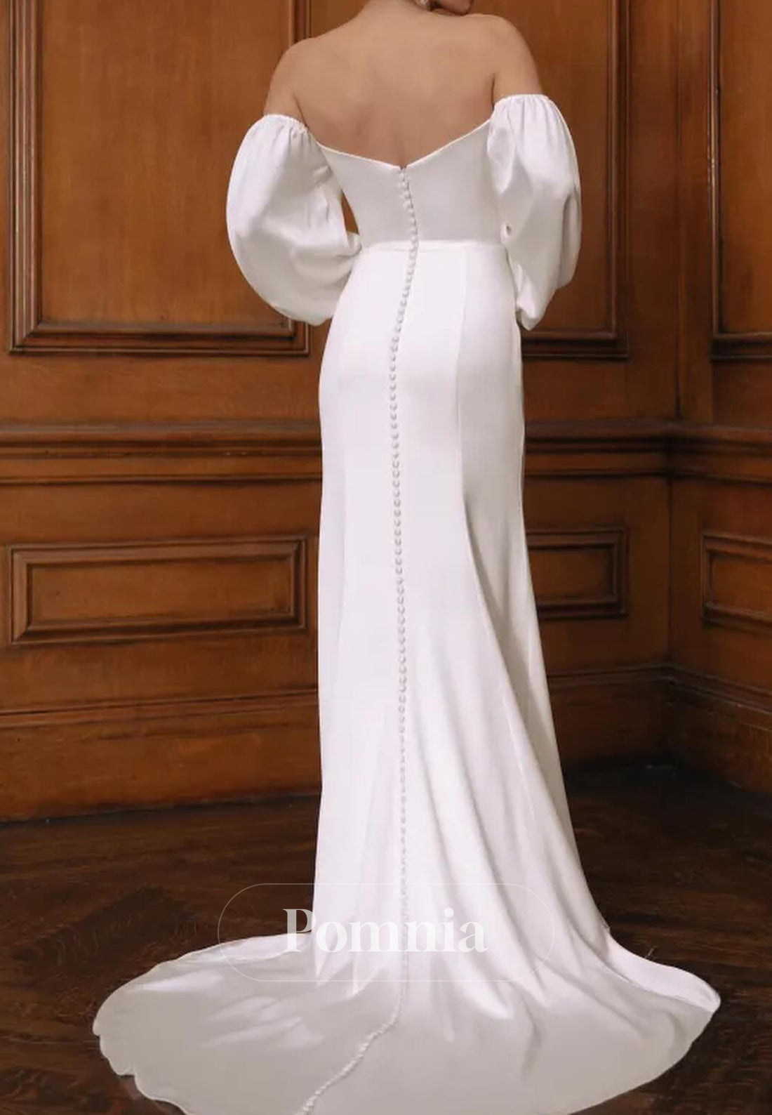 Long Sleeves Sweetheart Slit Sweep Train Wedding Dress