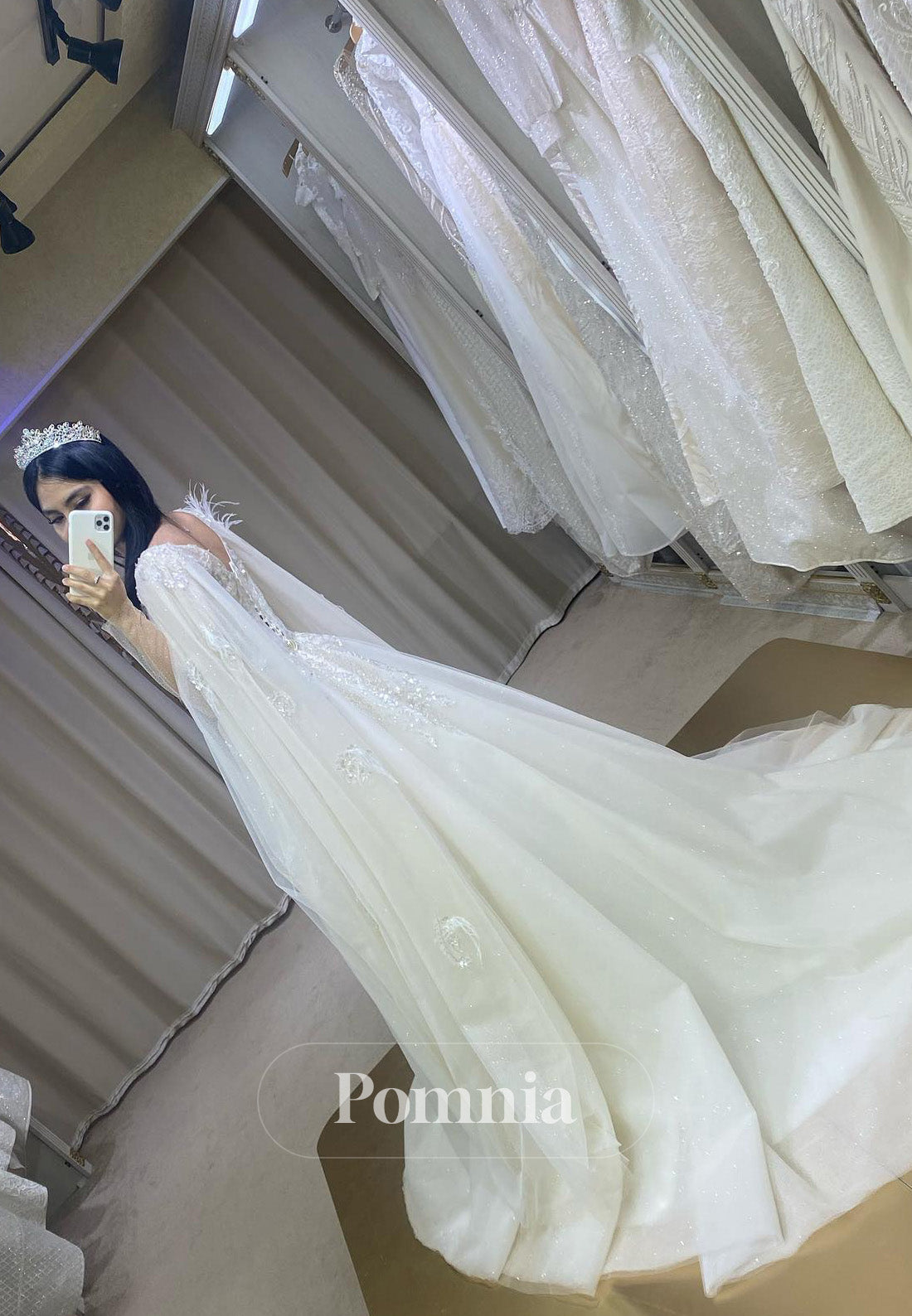 A-Line Scoop Cape Empire-Waist Wedding Dress