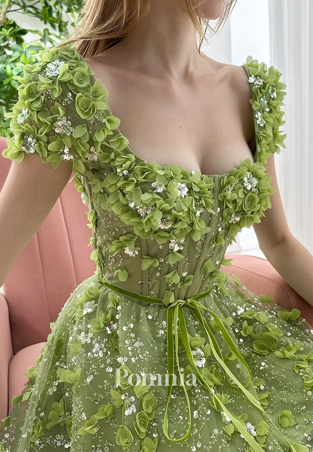 Short Sleeves Sweetheart Empire-Waist Short Homecoming Dress