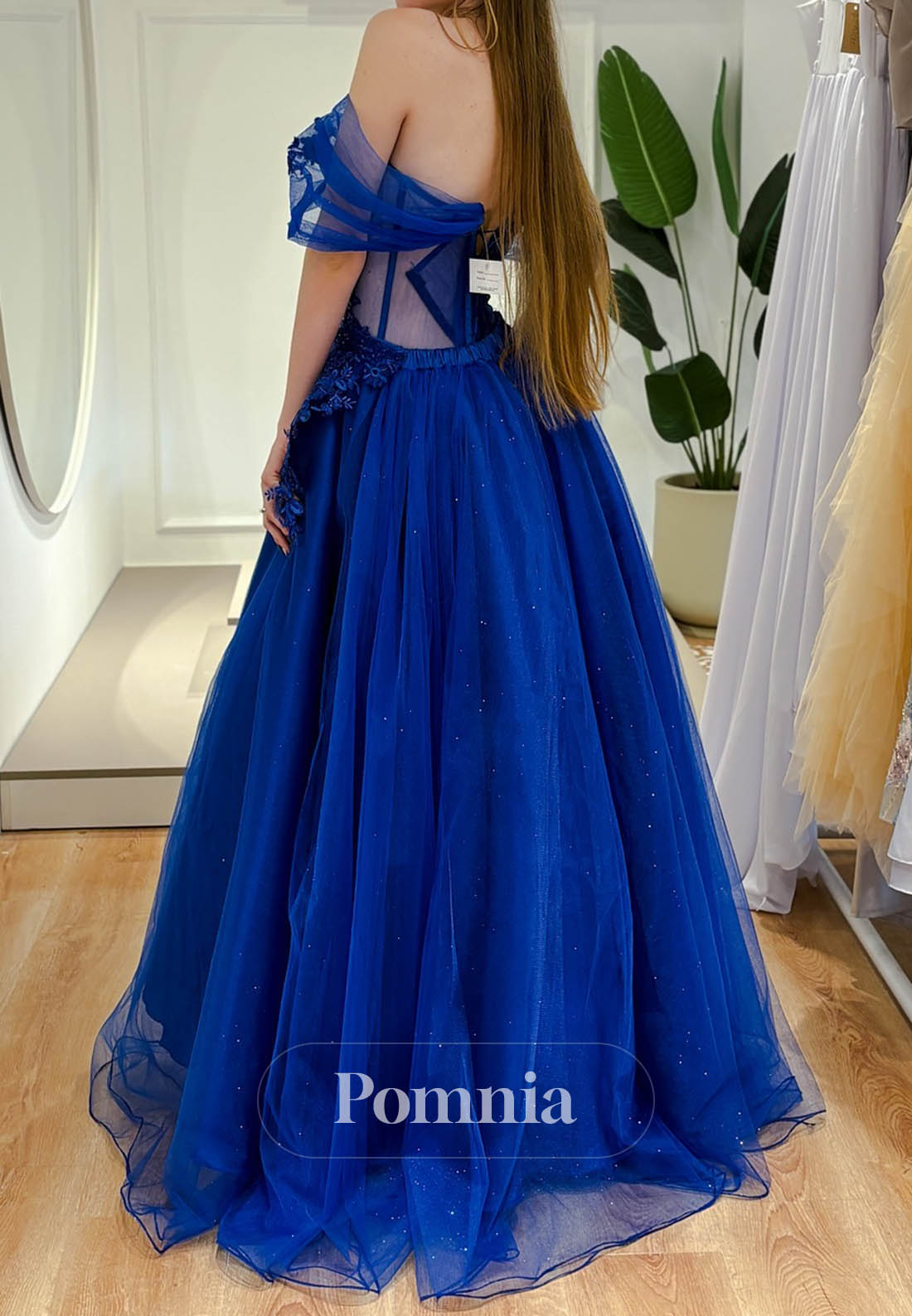 Royal Blue Sweetheart Sleeveless Corset Tulle Prom Dress