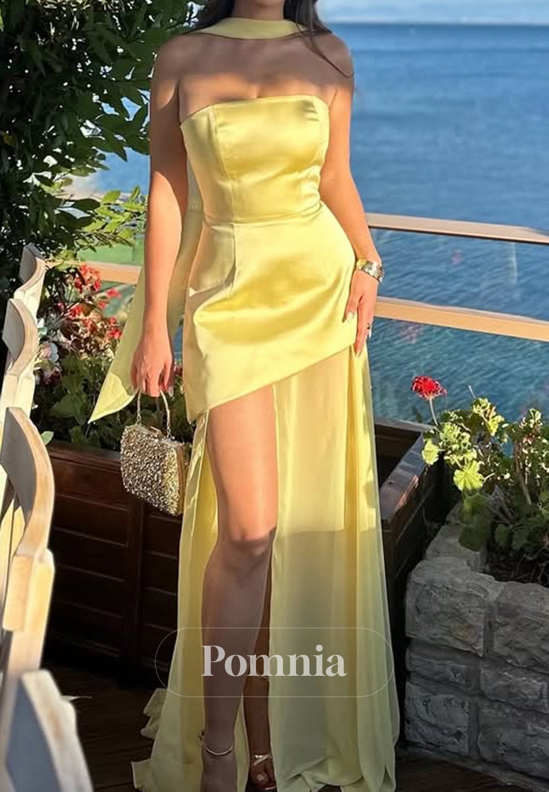 Simple Daffodil Sleeveless Strapless A-Line Prom Dress