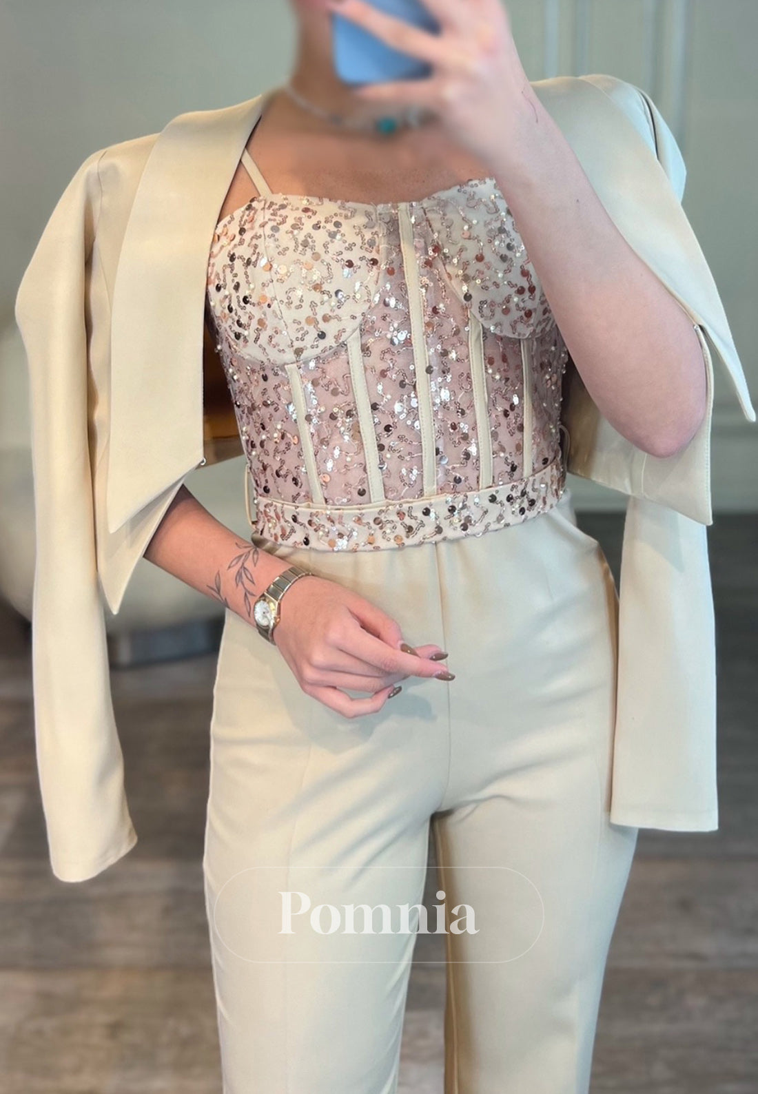 Jumpsuit Long Sleeves Scoop Corset Tulle Party Dress