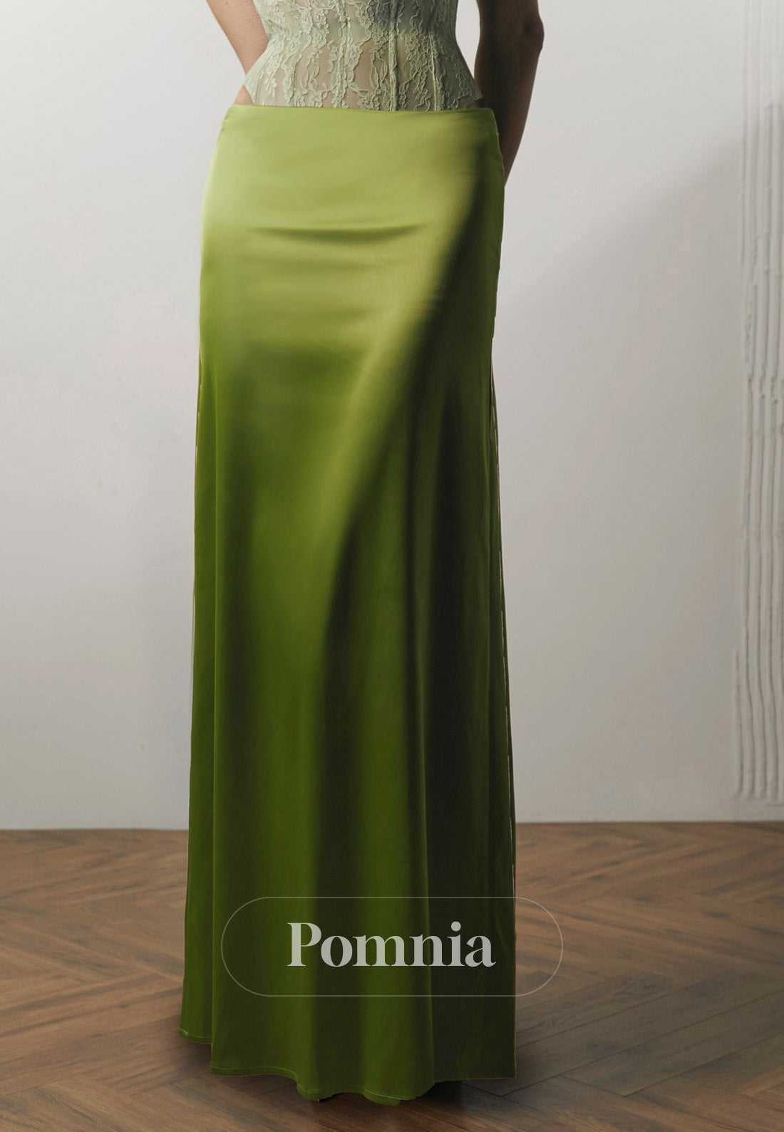 Dusty Sage Spaghetti Straps Sweetheart Corset Prom Dress