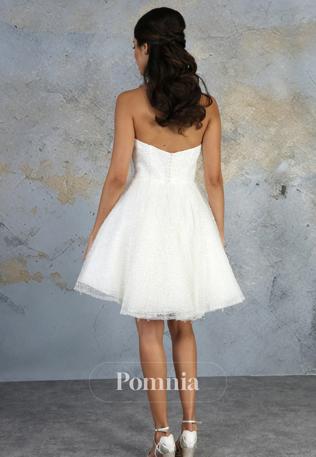 A-Line Halter Sleeveless Empire-Waist Short Wedding Dress
