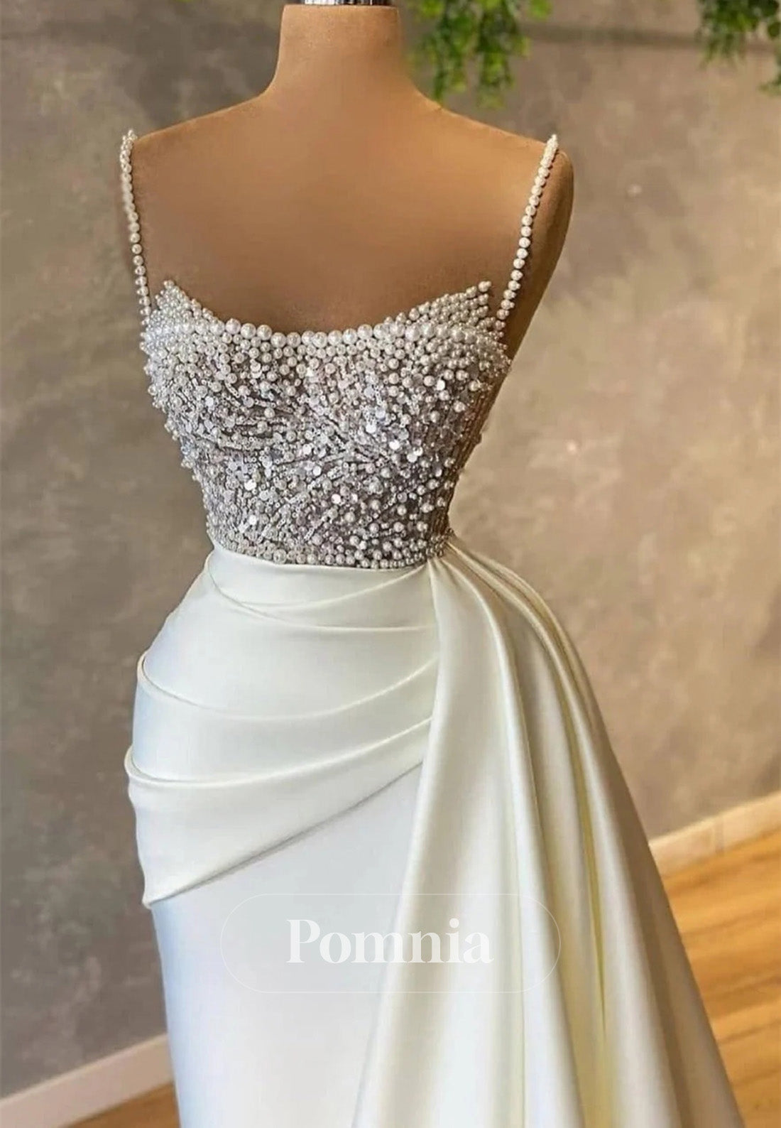 Spaghetti Straps Mermaid Sweetheart Sleeveless Sequined Beaded Prom Dress