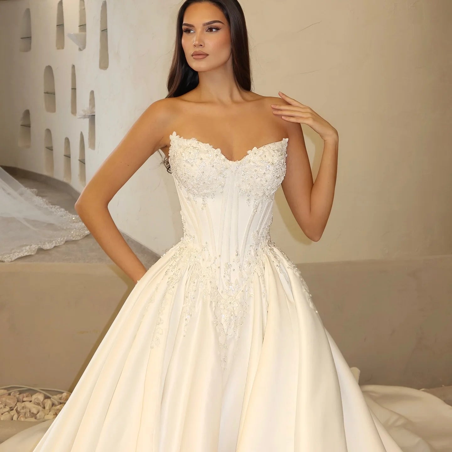 Charming A-Line Strapless Sleeveless Corset Wedding Dress