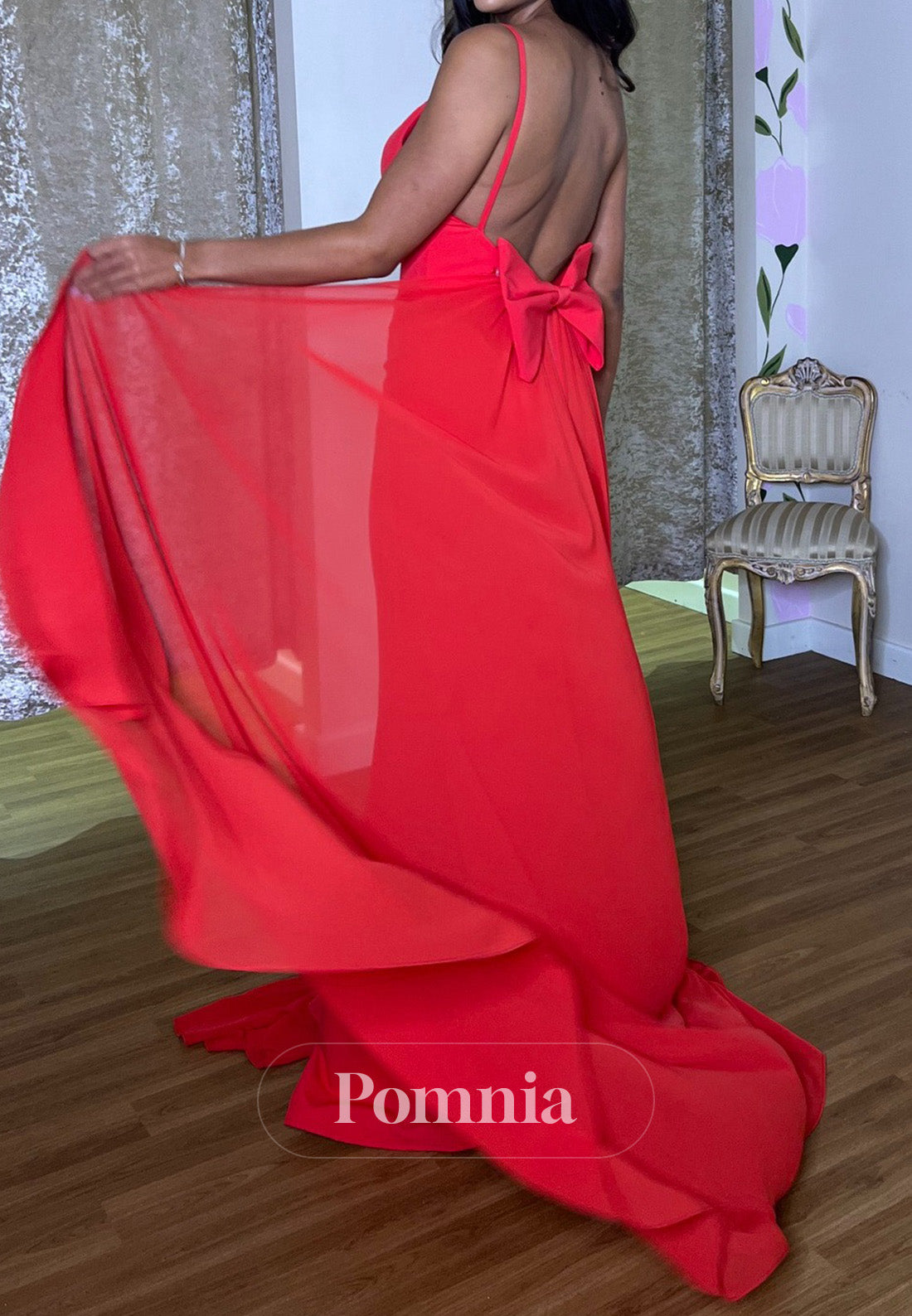 Red Spaghttti Straps Sweetehart A-Line Prom Dress