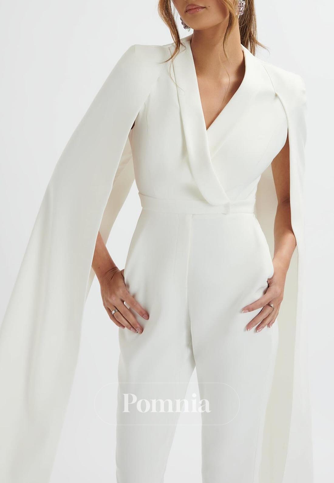 Simple Cape V-Neck JumpSuit Formal Work Jumpsuit