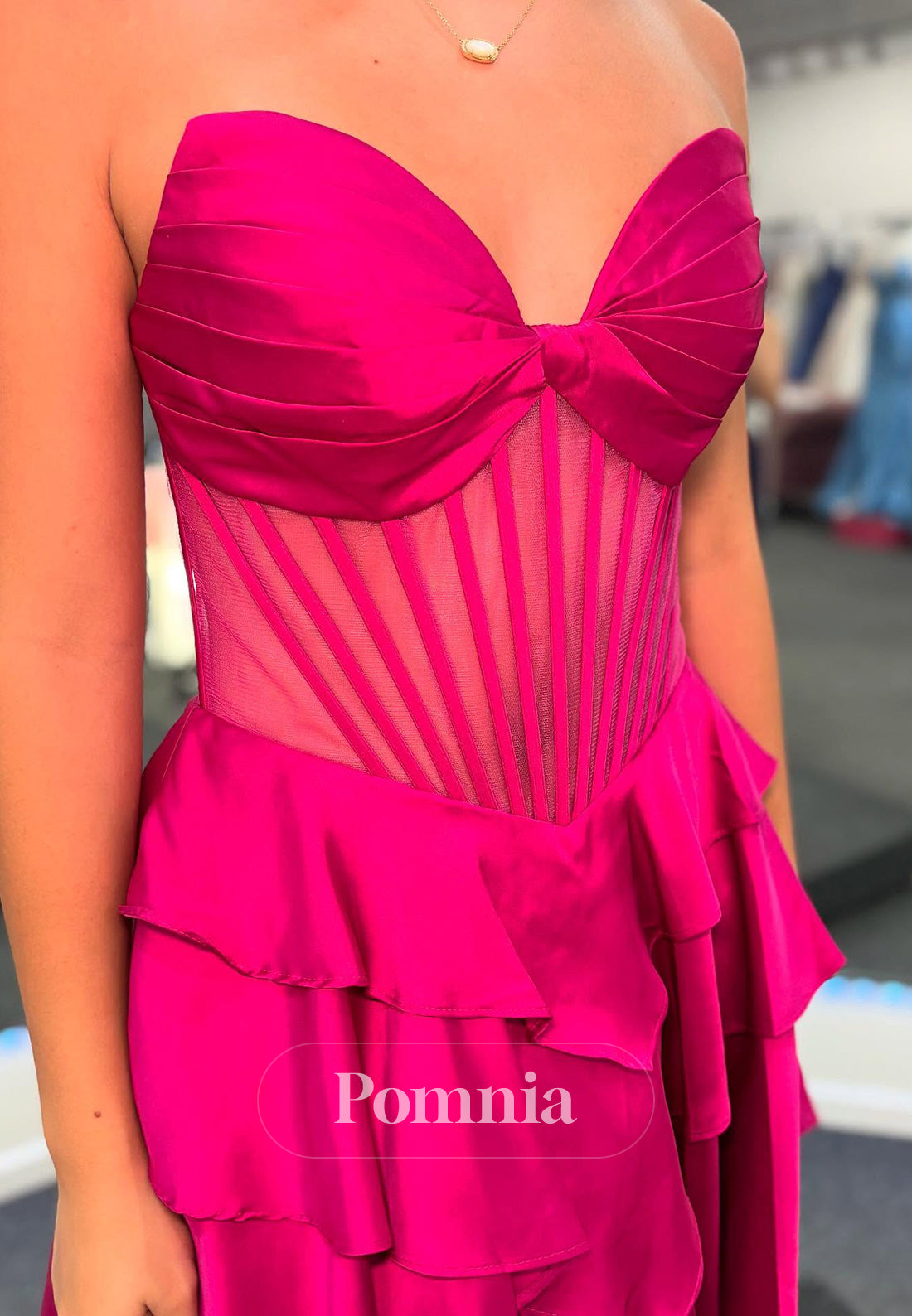Fuchsia Sleeveless Strapless Corset Tulle Short Homecoming Dress