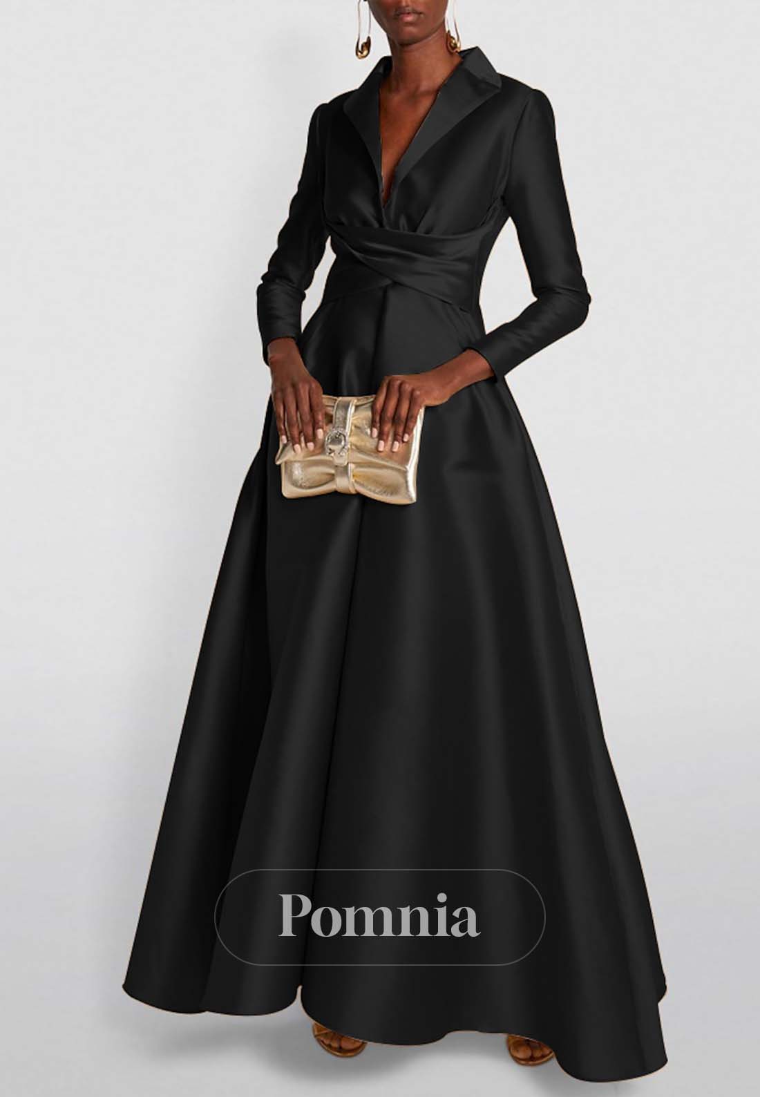 Elegant A-Line V-Neck Long Sleeves Empire-Waist Evening Dress
