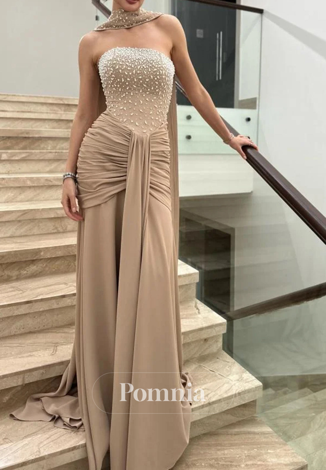 Charming A-Line Strapless Sleeveless Ruched Evening Dress