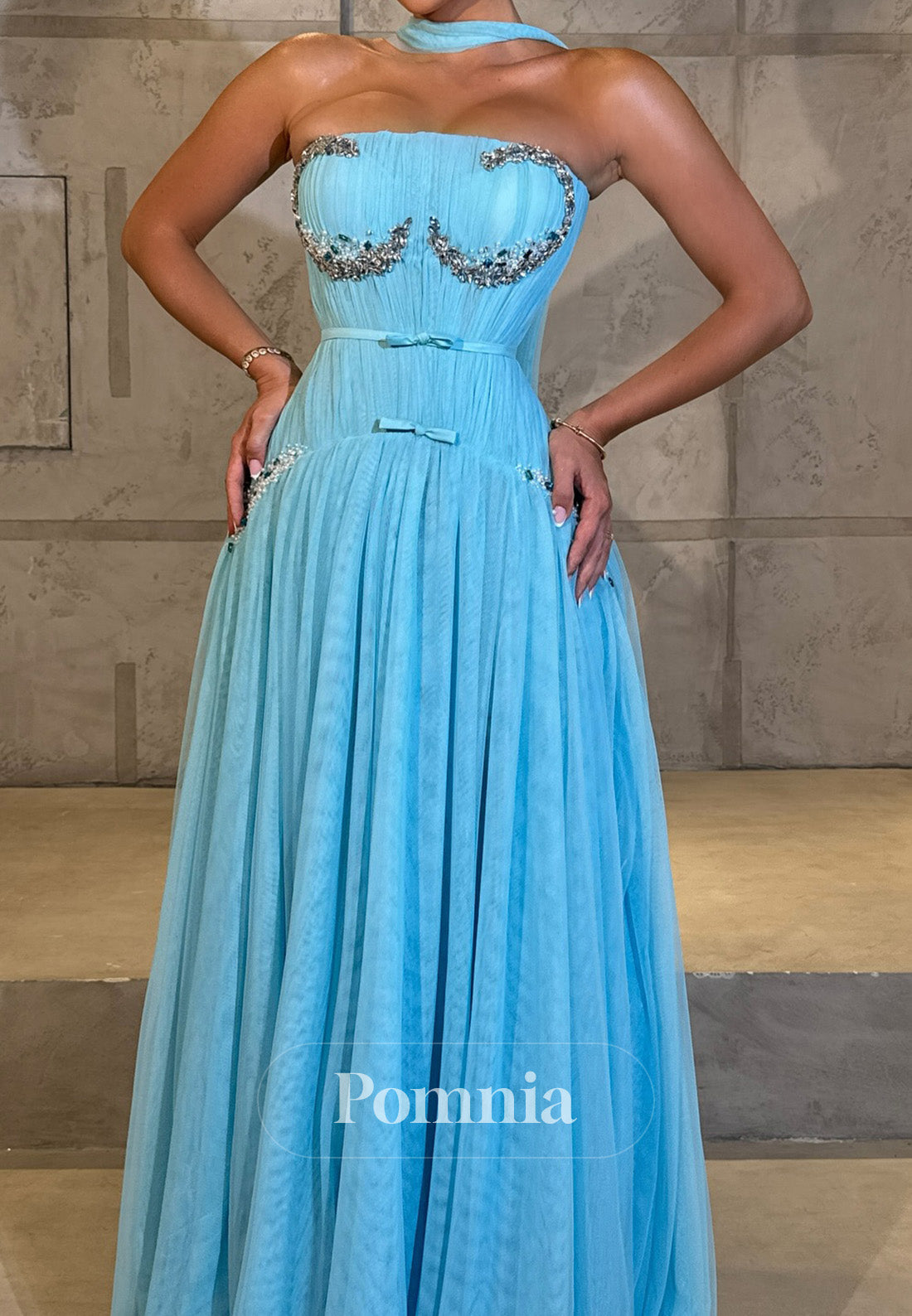 Pool A-Line Sleeveless Strapless A-Line Ruched Evening Dress