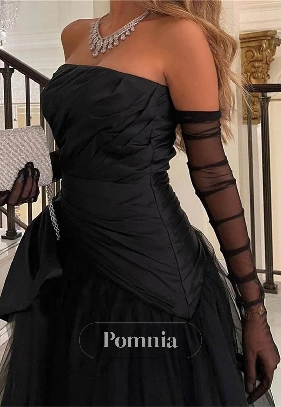 Black A-Line Off-Shoulder Ruffles Lace Prom Dress