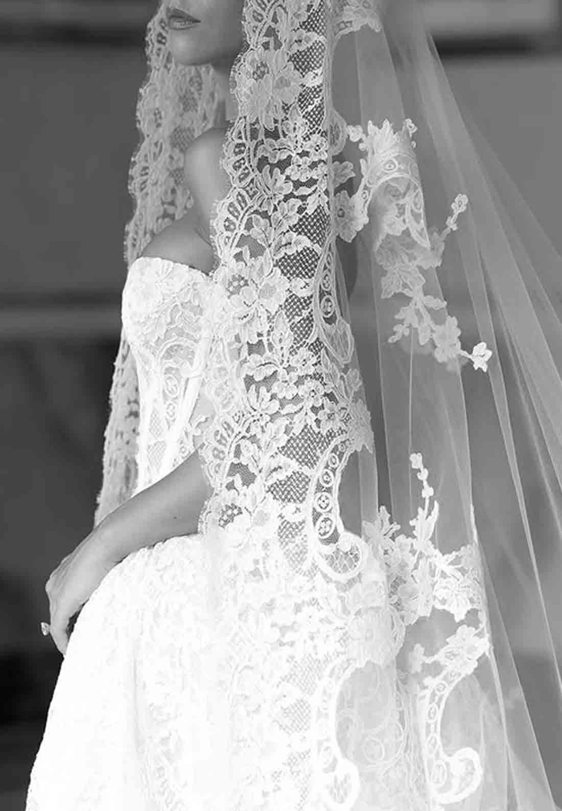 Lace Chapel Train Strapless Ball Gown Empire Covered Button Wedding Dresses