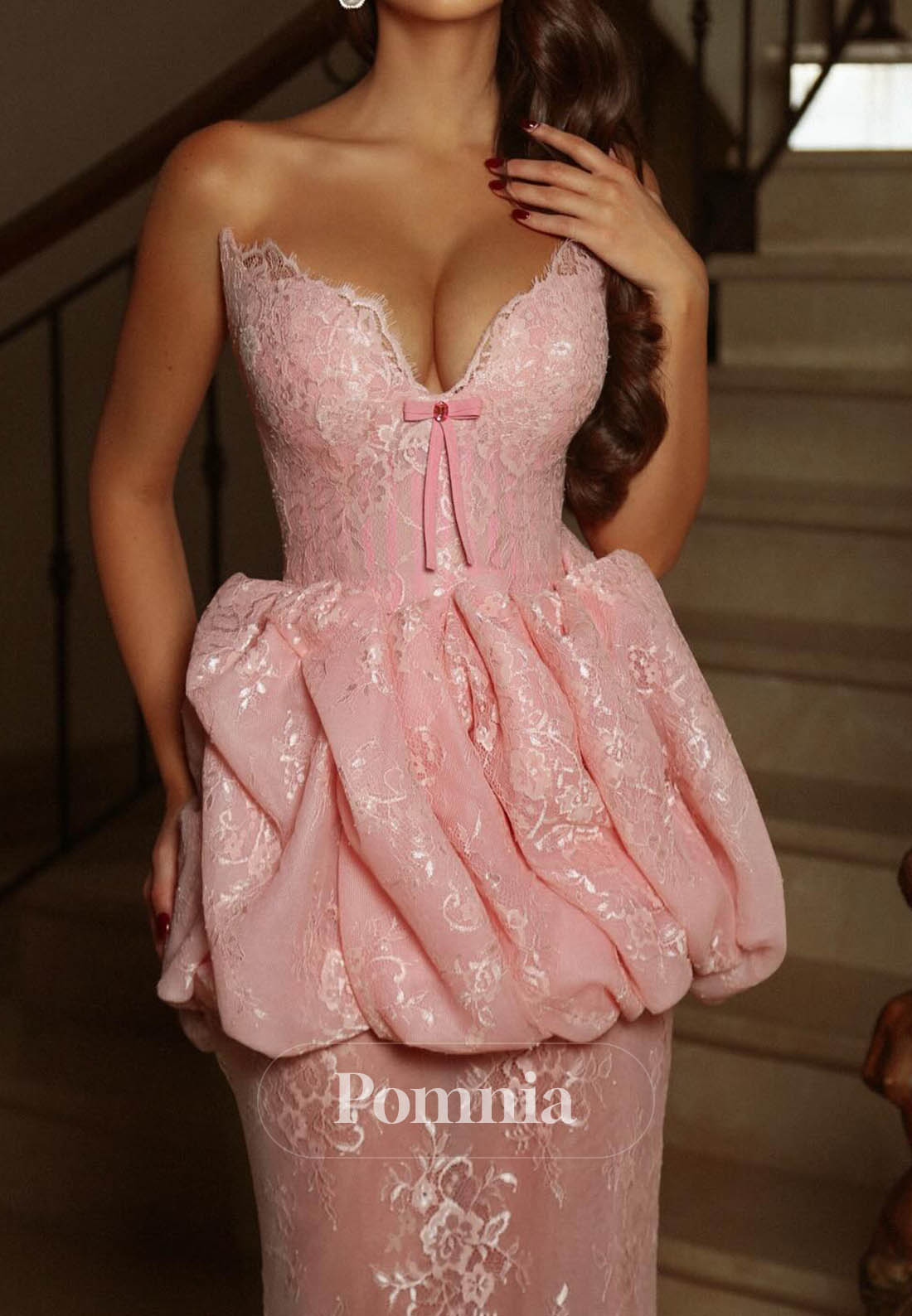 Blushing Pink Sleeveless Strapless Evening Dress