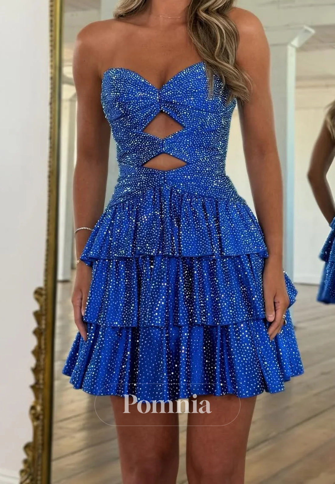 A-Line Strapless Sleeveless Ruffles Short Homecoming Dress