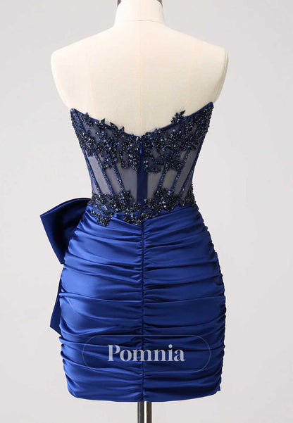 Charming A-Line Strapless Sleeveless Bowknot Homecoming Dress