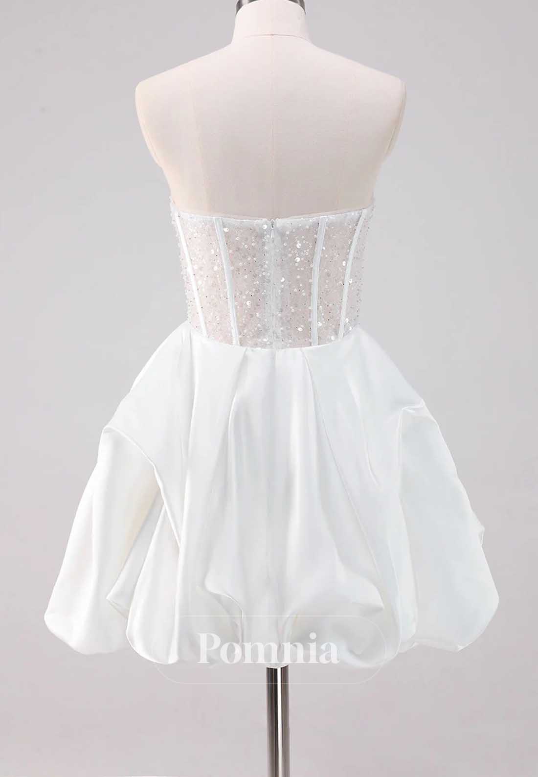 White Strapless Sleeveless Corset Short Homecoming Dress