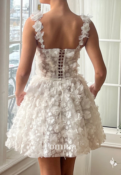 Charming Spaghetti Straps Sweetheart Appliques Homecoming Dress