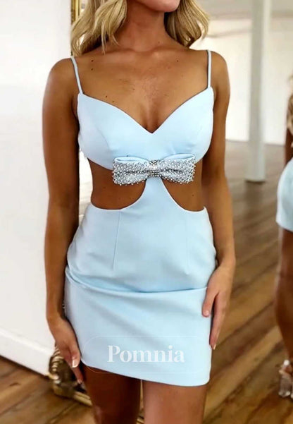 Sky Blue Spaghetti Straps Sweetheart Mini Homecoming Dress