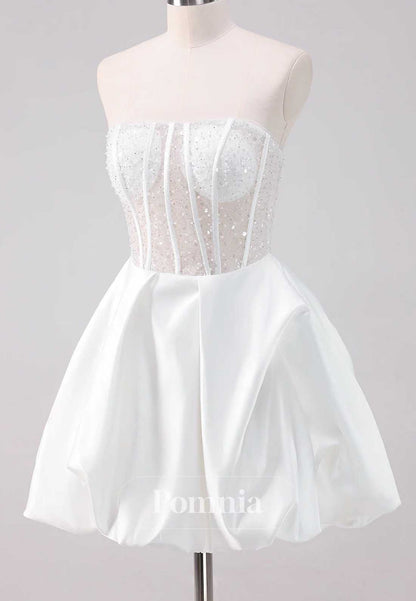 White Strapless Sleeveless Corset Short Homecoming Dress