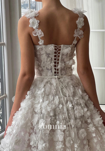 Charming Spaghetti Straps Sweetheart Slit Appliques Evening Dress