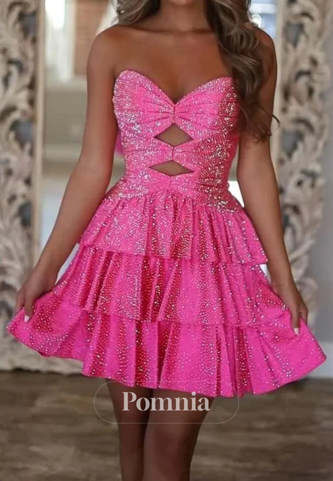 A-Line Strapless Sleeveless Ruffles Short Homecoming Dress