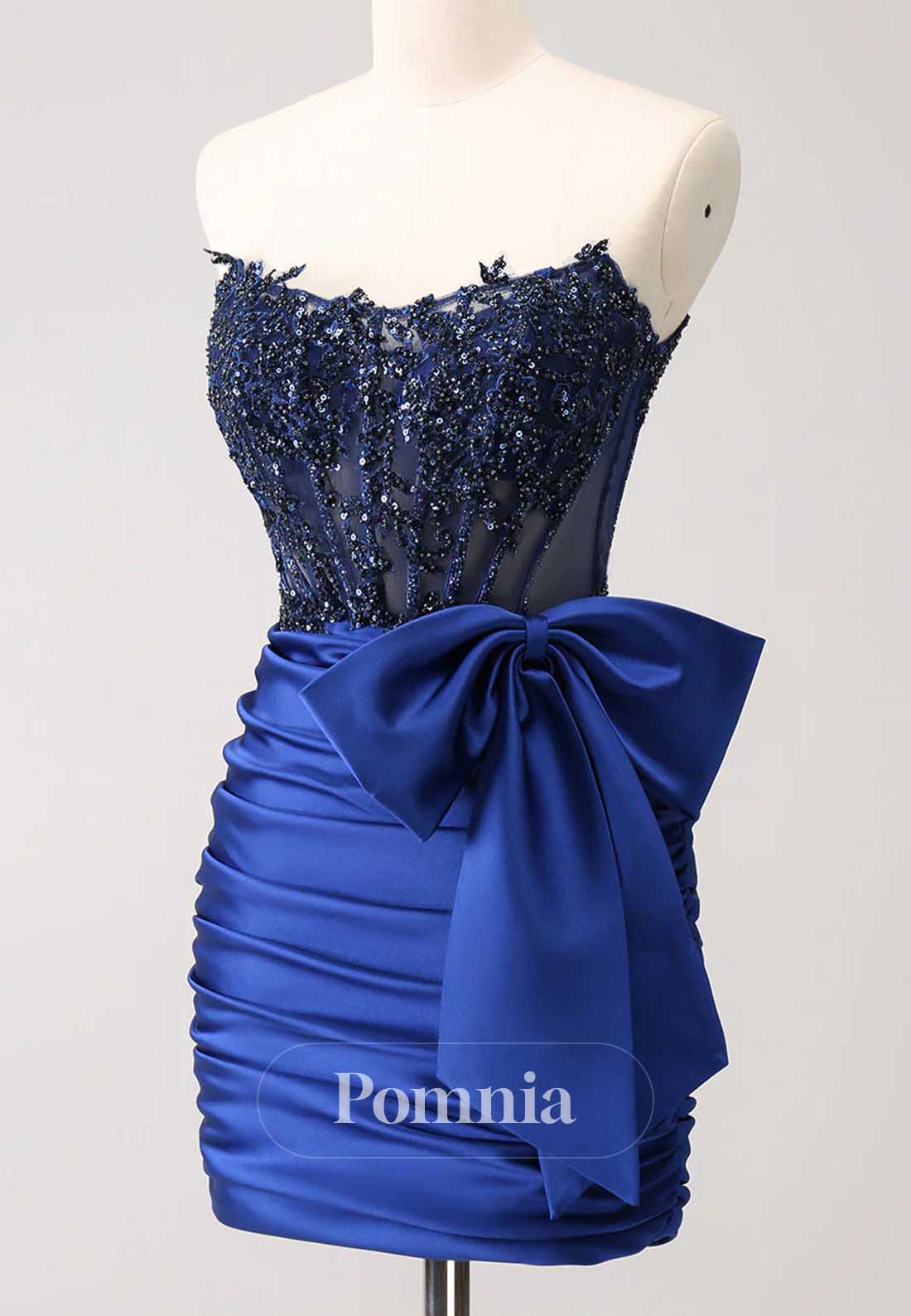 Charming A-Line Strapless Sleeveless Bowknot Homecoming Dress