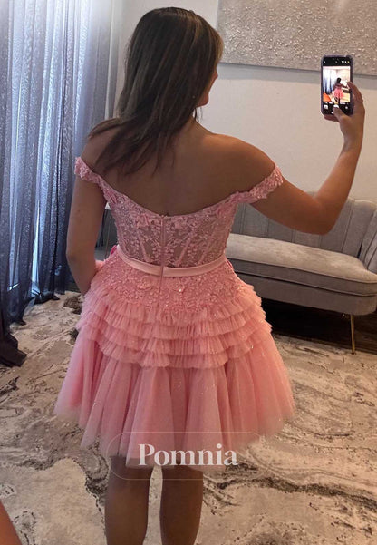 Blushing Pink Spaghetti Straps V-Neck Homecoming Dress