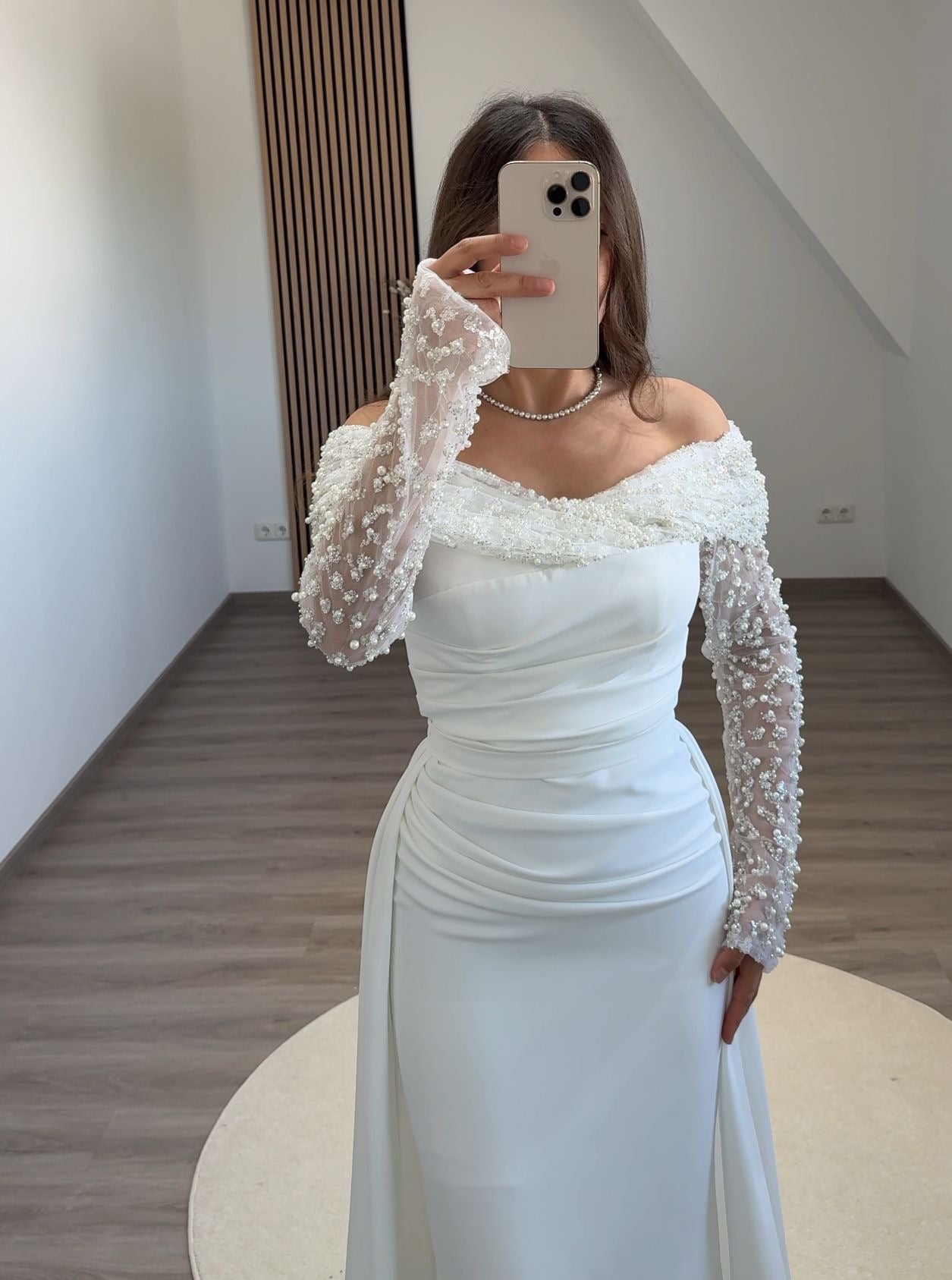 Black Long Sleeves Sweetheart Slit A-Line Prom Dress