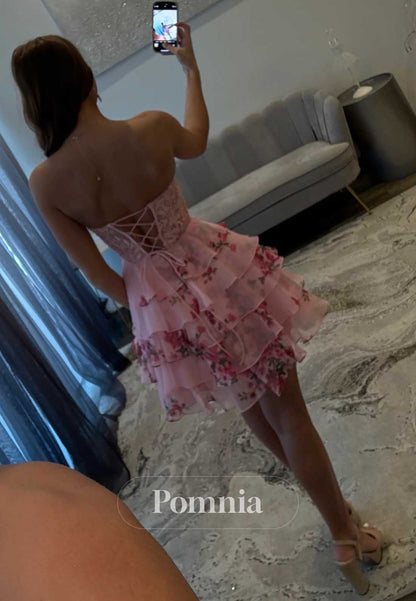 Blushing Pink Sweetheart Sleeveless Ruffles Homecoming Dress