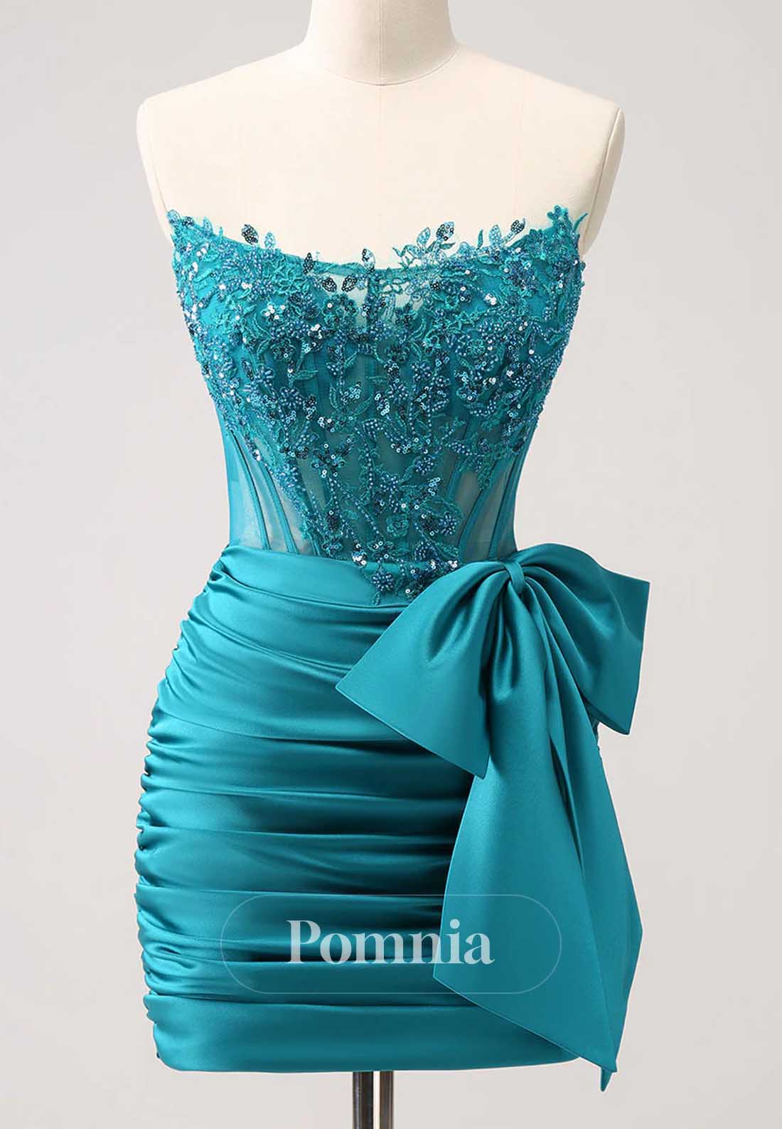 Charming A-Line Strapless Sleeveless Bowknot Homecoming Dress