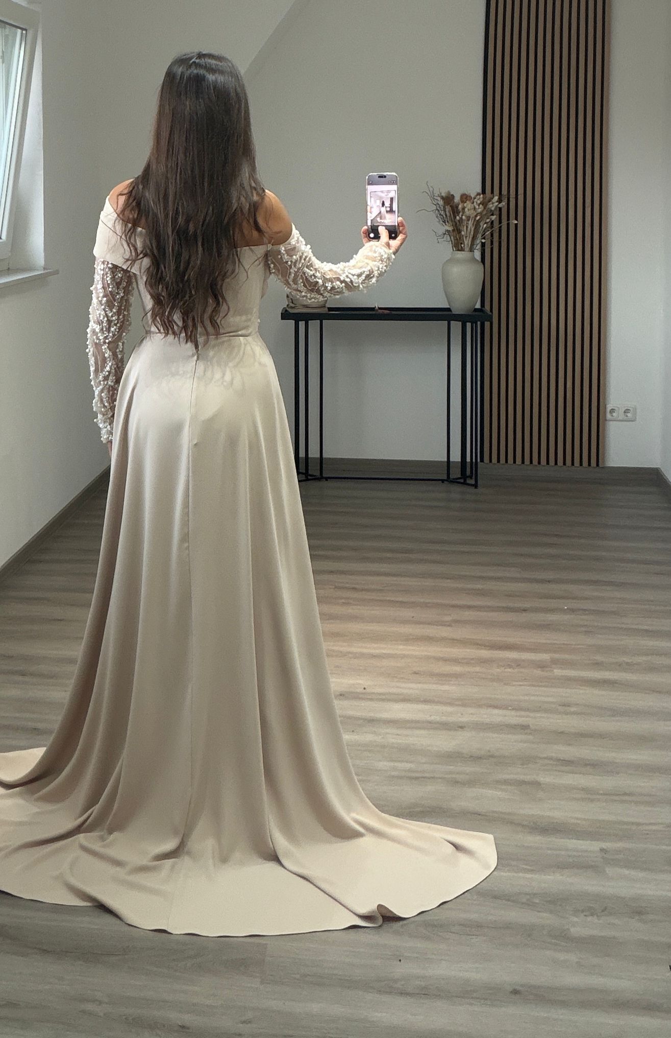 Charming Long Sleeves Square SweepTrain Evening Dress