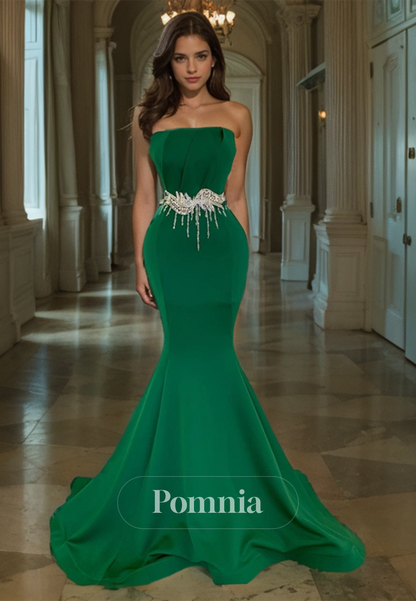 Mermaid/Trumpet Off-Shoulder Scoop Empire-Waist Sleeveless Long Prom Dress