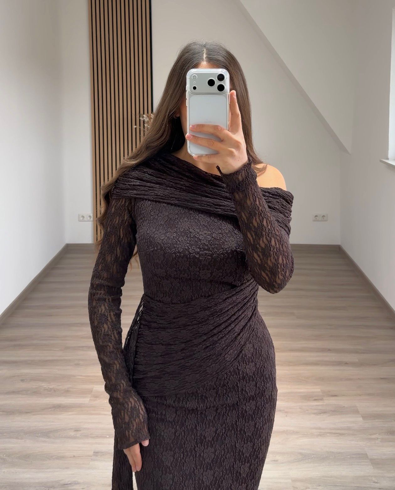 Long Sleeves Scoop Ruched Evening Party Dress with Detachable Train