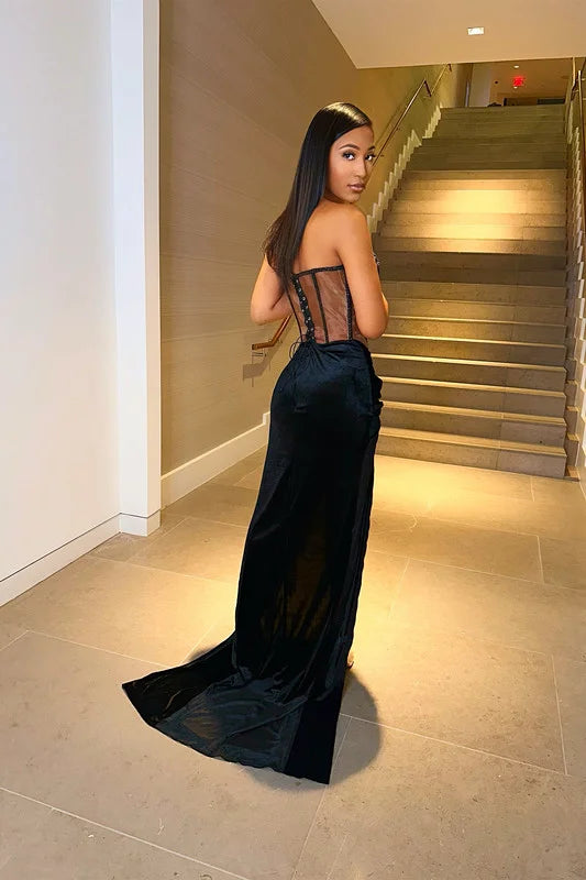 Glamorous Black Sleeveless Tight Mermaid Prom Dress On Sale
