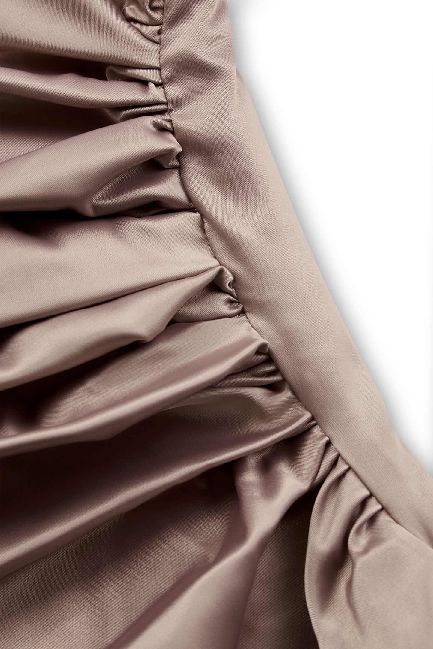 Champagne Satin One-Shoulder Gown