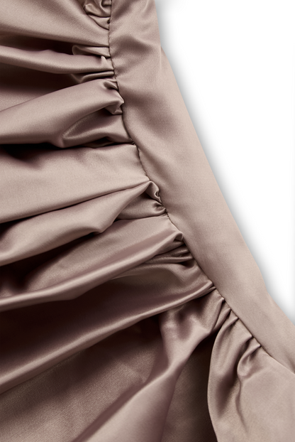 Champagne Satin One-Shoulder Mermaid Evening Gown