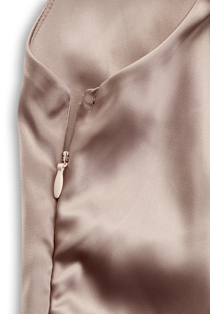 Champagne Satin One-Shoulder Mermaid Evening Gown