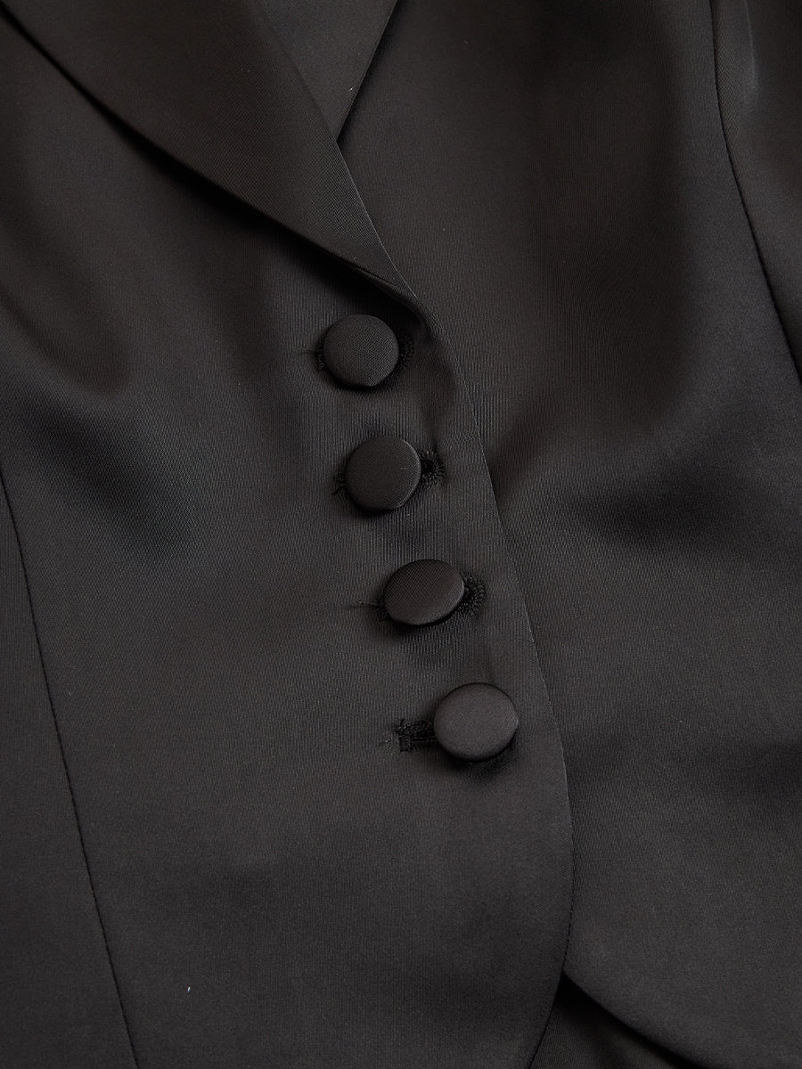 Elegant Tailored Blazer Panel Lace Gown Set