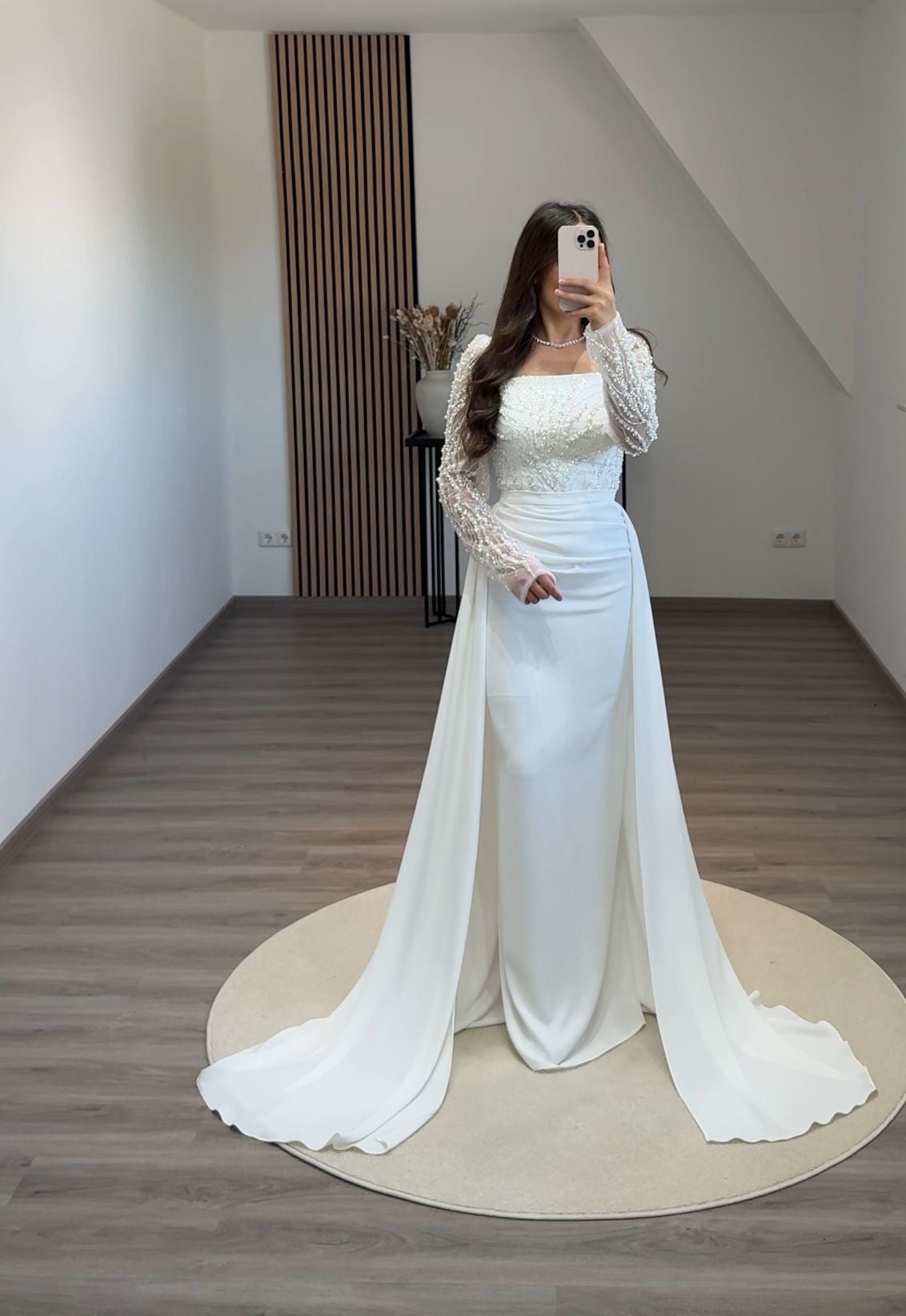 Elegant Long Sleeves Suit Collar Empire-Waist Evening Dress