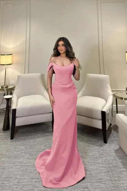 Off The Shoulder Sleeveless Long Mermaid Prom Dress With Pleated