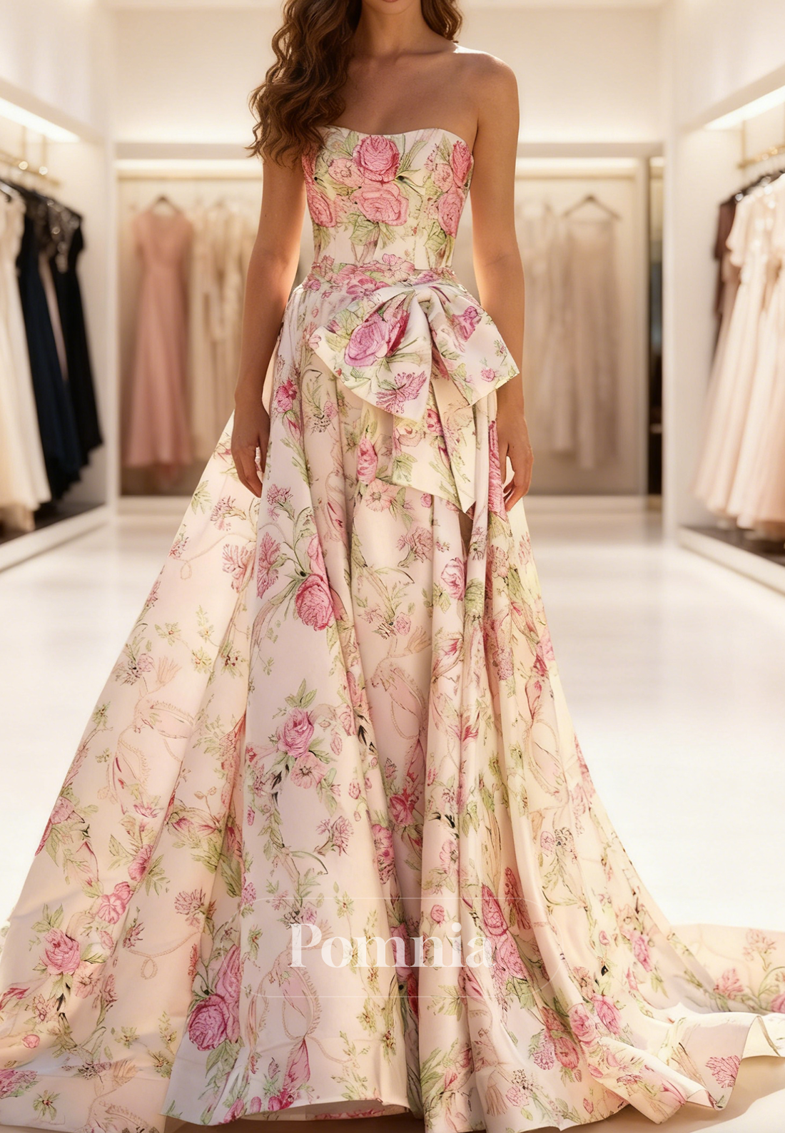 A-Line Sleeveless Strapless Appliques Prom Dress