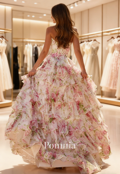 Charming A-Line Sweetheart Sleeveless Ruffles Prom Dress