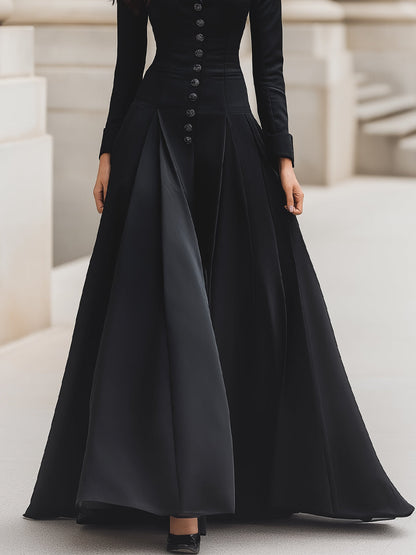 Elegant Button Front Tailored Maxi Dress