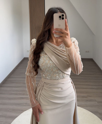 Cap Sleeves Chiffon Evening Dress